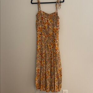 Lost + Wander Orange and Cream Floral Maxi Dress NWOT